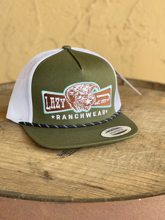 GORRA LAZY J RANCH Wear Olive & White 4" Diamond Hereford Banner Cap