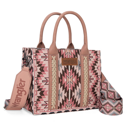 BOLSO WRANGLER WG2213-8120SDPK Southwestern Pattern Dual Sided Print -Tote/Crossbody - DARK PINK