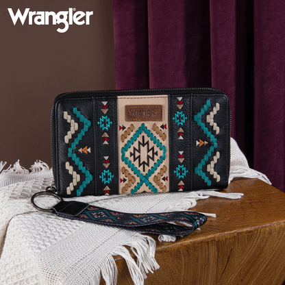 BOLSO WRANGLER WG2214-W006BK Southwestern Embroidered Wallet - Black