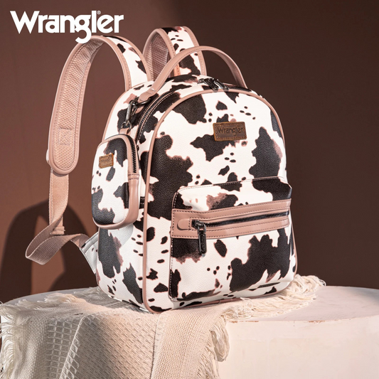 BOLSO WRANGLER WG133-8603PK Cow Print Backpack With Coin Pouch - Pink