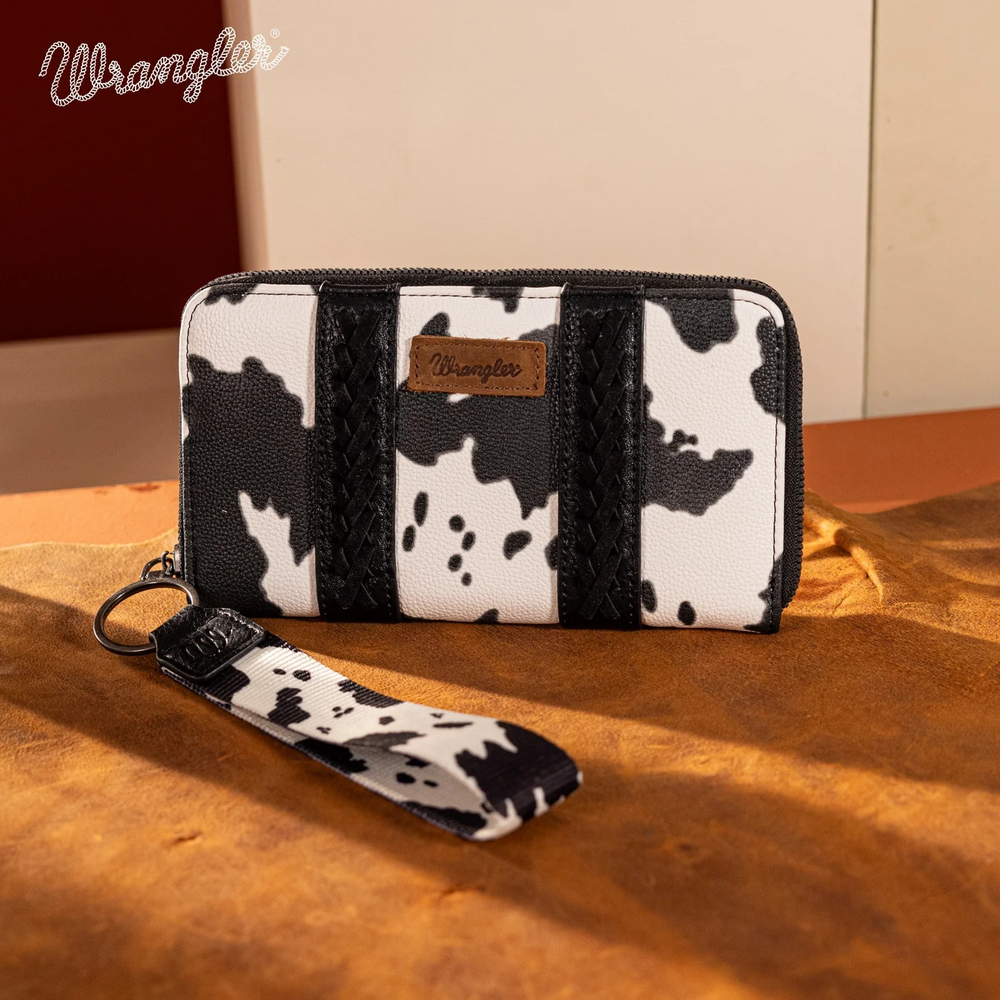 CARTERA WRANGLER Cow Print Wallet -Black WG133-W006BK