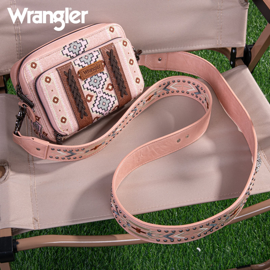 BOLSO WRANGLER WG2207-3003 Aztec Printed Crossbody Purse With Wallet Compartment - Pink