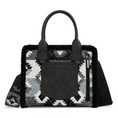 BOLSO WRANGLER WG166-8120S Sherpa Southwestern Print Small Canvas Tote/Crossbody Black