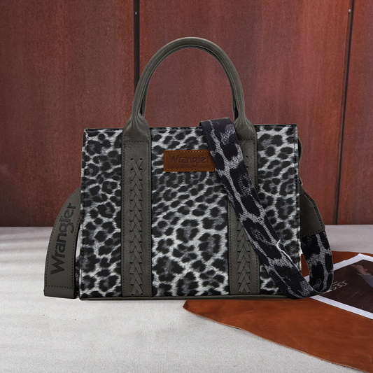 BOLSO WRANGLER WG70G-8120C Leopard Print Concealed Carry Tote/Crossbody -Leopard Grey