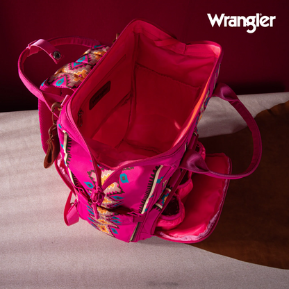 PAÑALERA WRANGLER WG2204-9110 Aztec Printed Callie Backpack - Hot Pink