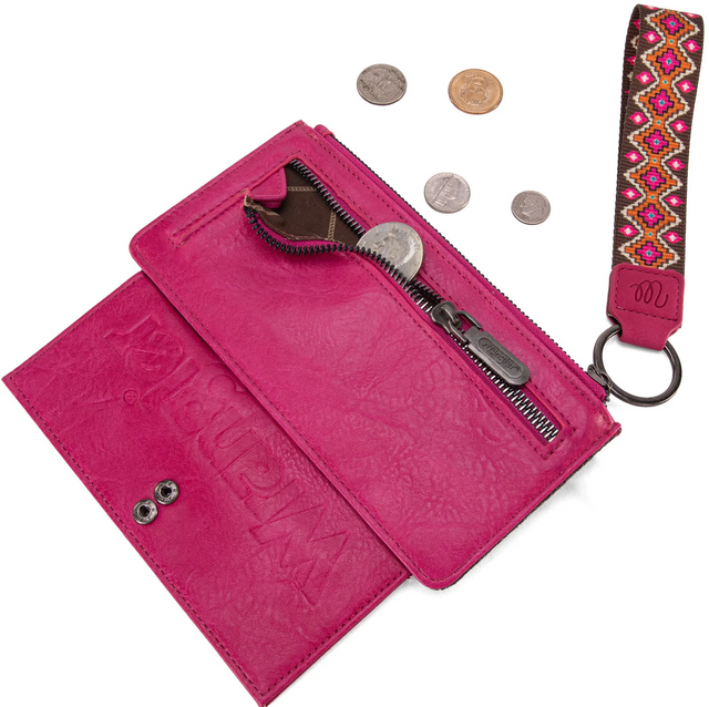 BOLSO WRANGLER AZTEC HOT PINK BIFOLD WRISTLET - LADIES PURSES - WG139-W013HPK