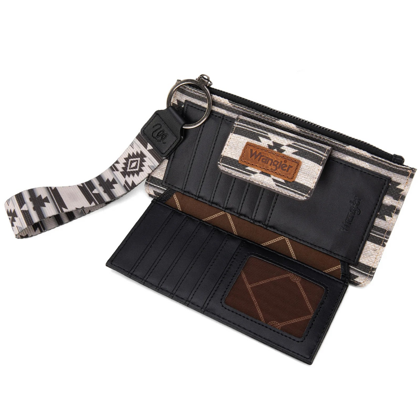 BOLSO WG139-W013BK Wrangler Aztec Print Bi-Fold Wallet Wristlet - Black