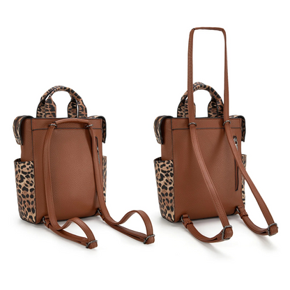 BOLSO WRANGLER WG161-9112LP Leopard Print Tote/Shoulder Bag Convertible Backpack - Leopard