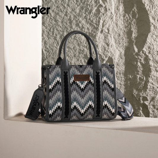 BOLSO WRANGLER WG2211-8120SGY Southwestern Pattern Dual Sided Print Concealed Carry -Tote/Crossbody - GREY