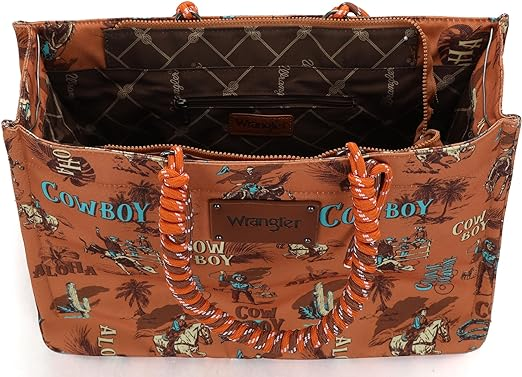 BOLSO WRANGLER WG284-8119OR COWBOY Dual Sided Print Canvas Wide Tote