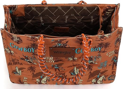 BOLSO WRANGLER WG284-8119OR COWBOY Dual Sided Print Canvas Wide Tote