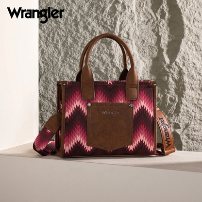 BOLSO WRANGLER WG2211-8120SDPK Southwestern Pattern Dual Sided Print Concealed Carry -Tote/Crossbody - DARK PINK