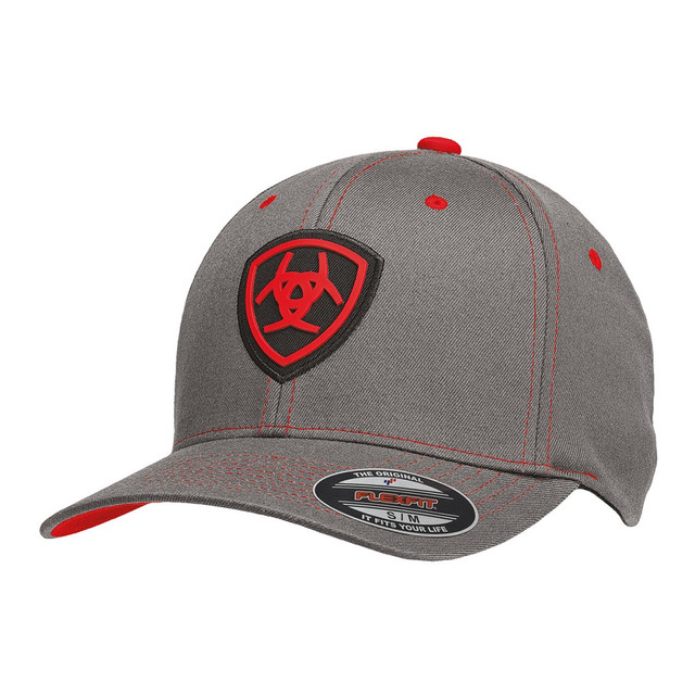 GORRA ARIAT ariat shield logo patch grey red 1512406