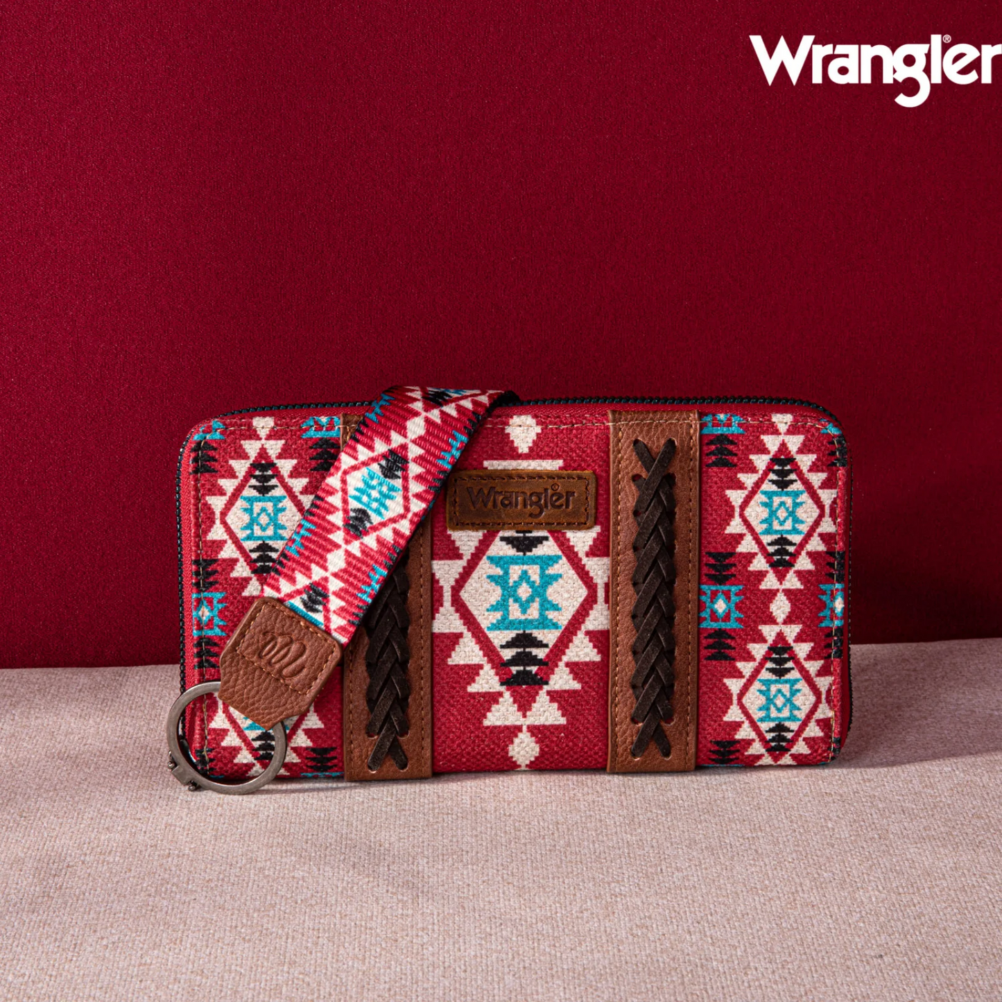 CARTERA WRANGLER Wrangler Southwestern Art Print Wallet Burgundy WG2203-W006BDY