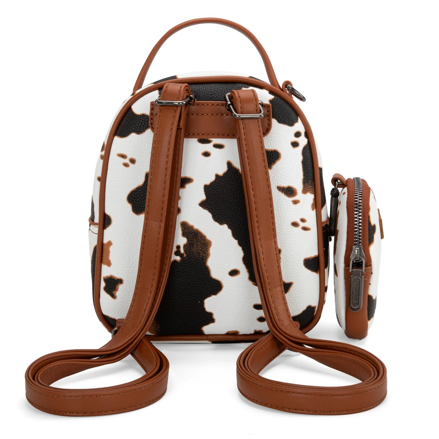 BOLSO WRANGLER WG133-8600 Cow Print Mini Backpack With Coin Pouch - Brown