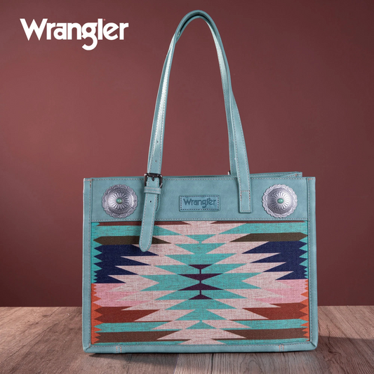 BOLSO WRANGLER Southwestern Art Print Tote -Turquoise WG52-8250TQ