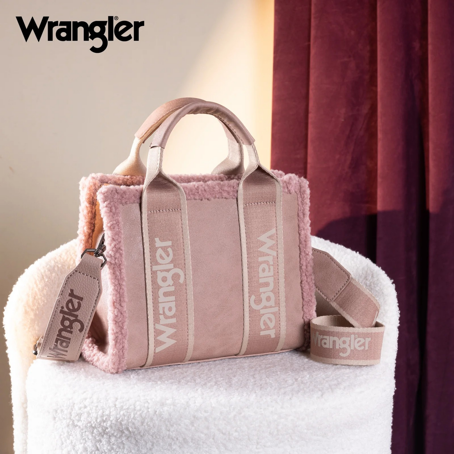 BOLSO WRANGLER WG181-8120SPK Sherpa Small Canvas Tote/Crossbody - Pink