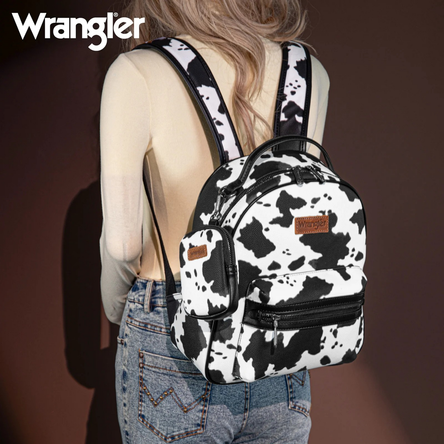 BOLSO WRANGLER WG133-8603BK Cow Print Backpack With Black