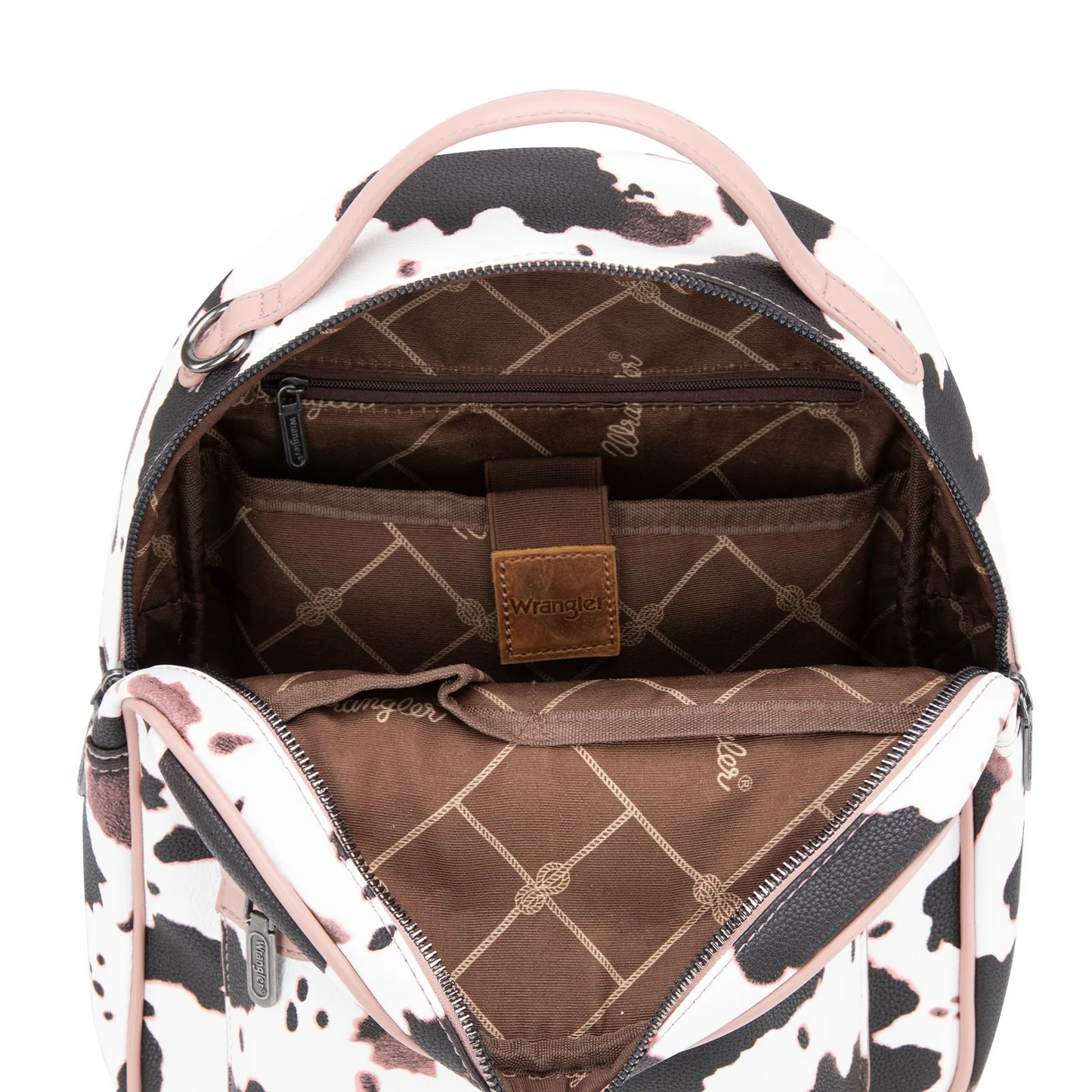 BOLSO WRANGLER WG133-8603PK Cow Print Backpack With Coin Pouch - Pink