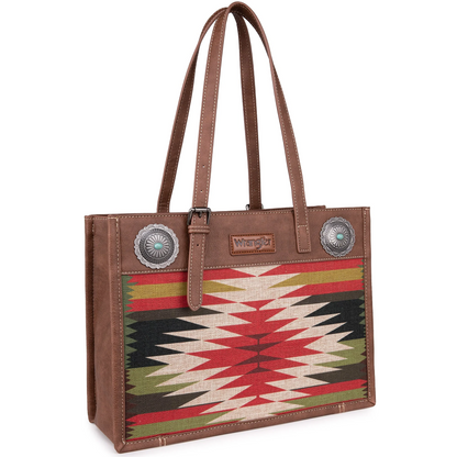 BOLSO WRANGLER WG52-8250BR Southwestern Art Print Tote -Brown