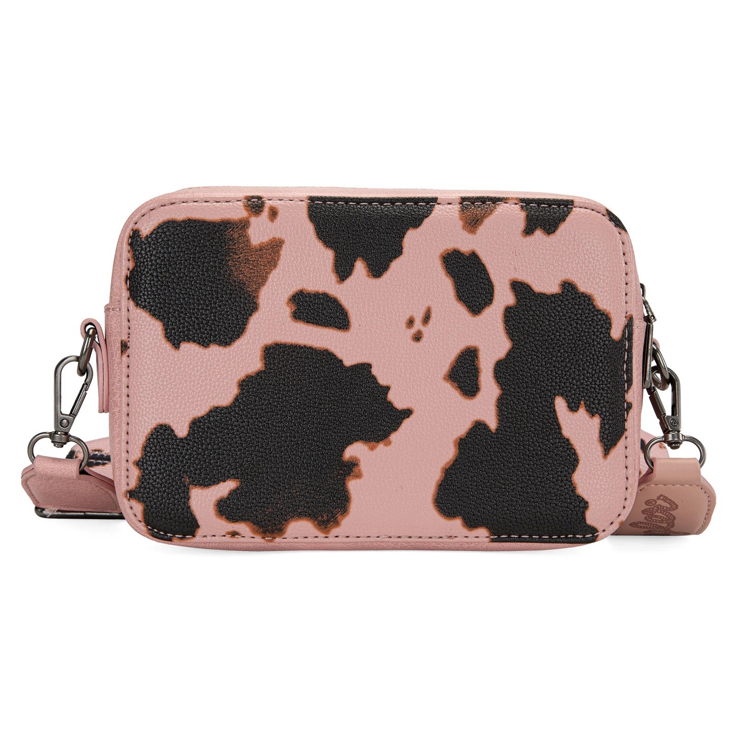 BOLSO WRANGLER WG133-3003 Cow Print Crossbody Purse With Wallet Compartment -Pink