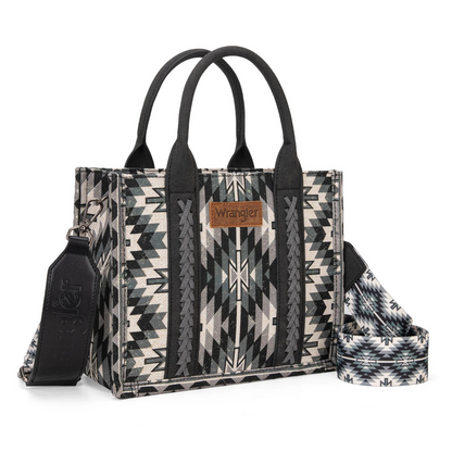 BOLSO WRANGLER WG2213-8120S Southwestern Pattern Dual Sided Print -Tote/Crossbody -BLACK