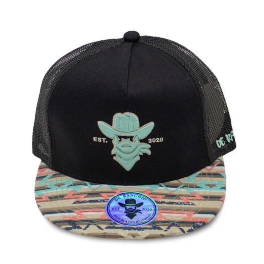 GORRA DE RANCHO Cowboy Mint/Khaki Outline Tribal Visor (Black)