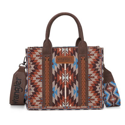 BOLSO WRANGLER WG2213-8120SCF Southwestern Pattern Dual Sided Print-Tote/Crossbody - Coffee