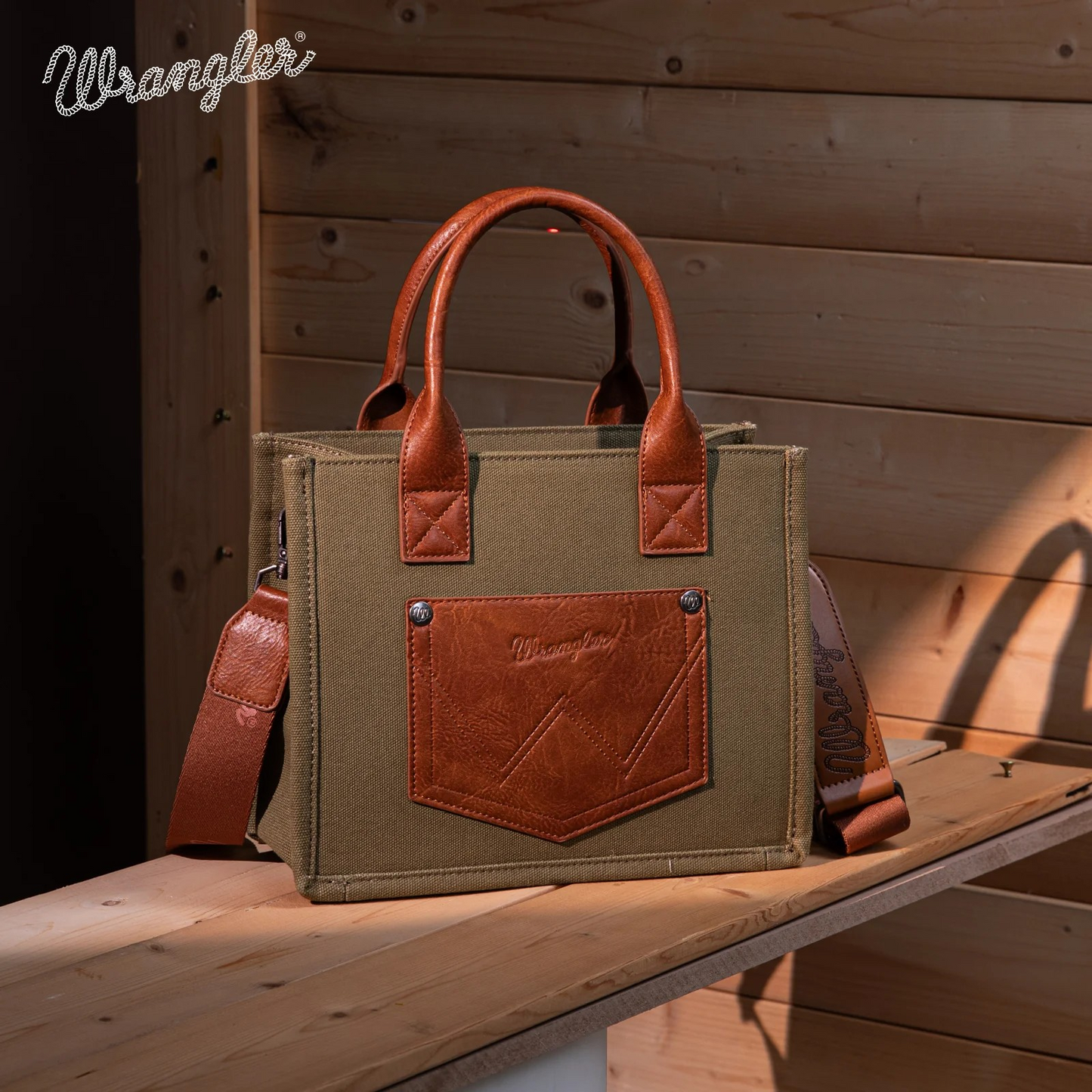 BOLSO WANGLER WG136-8120SGN Vintage Canvas Tote//Crossbody - Green