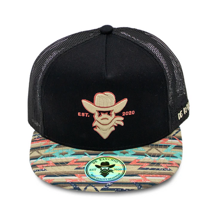 GORRA DE RANCHO Cowboy Khaki/Pink Outline Tribal Visor (Black)