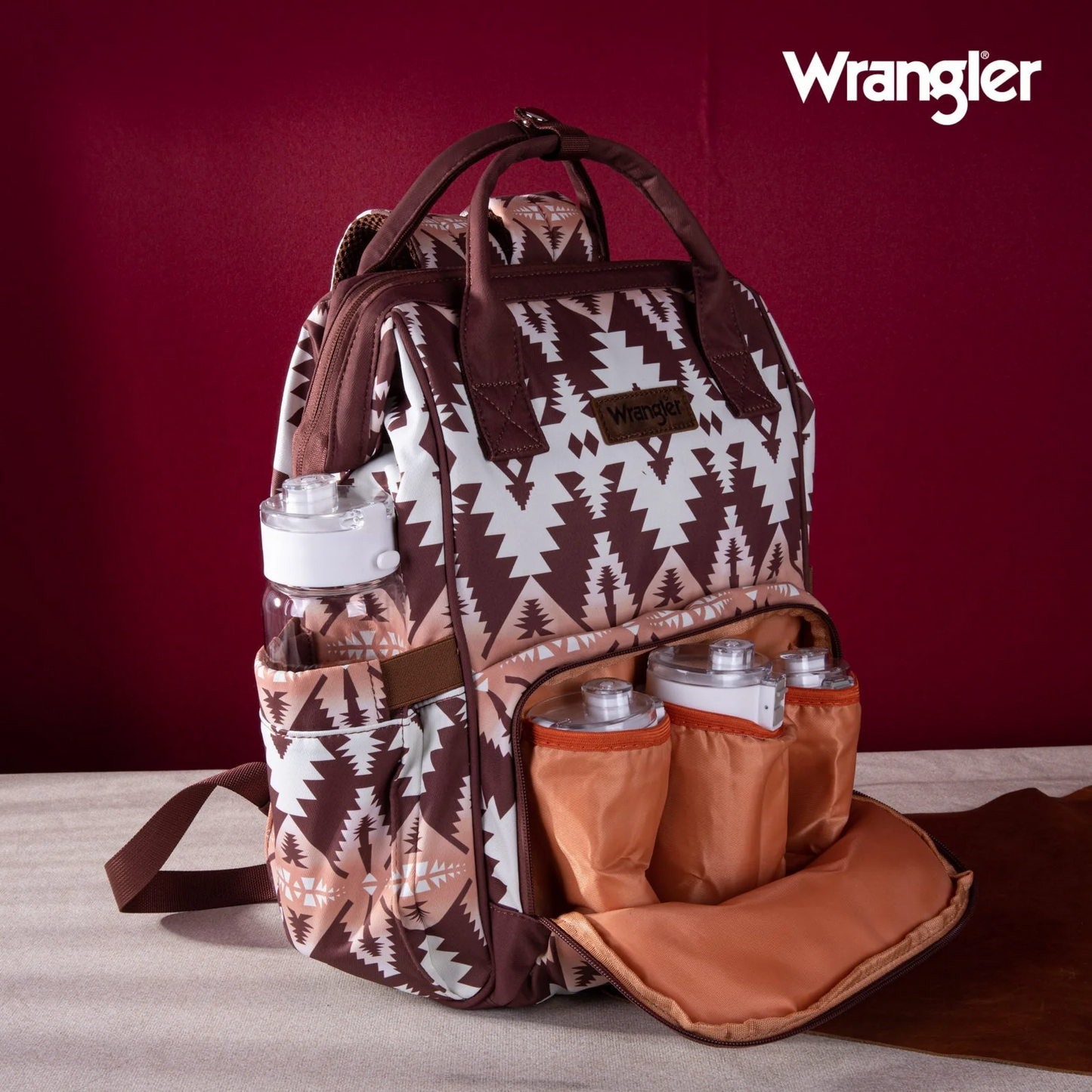 PAÑALERA WRANGLER WG2204-9110  Aztec Printed Callie Backpack - Brown