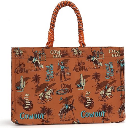 BOLSO WRANGLER WG284-8119OR COWBOY Dual Sided Print Canvas Wide Tote