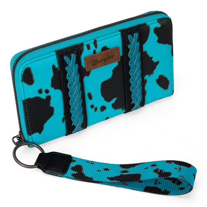 CARTERA WRANGLER Cow Print Wallet -Turquoise WG133-W006TQ