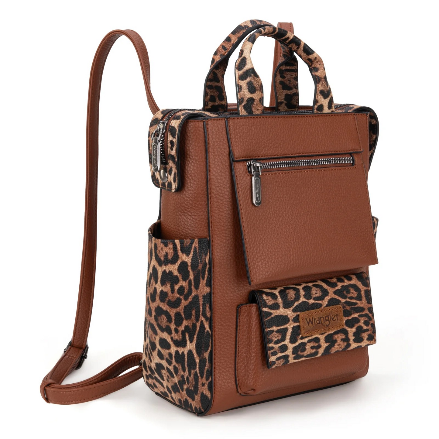 BOLSO WRANGLER WG161-9112LP Leopard Print Tote/Shoulder Bag Convertible Backpack - Leopard