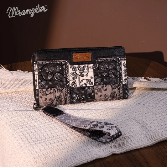 BOLSO WRANGLER WG138-W006 Bandana Paisley Print Wallet -Black