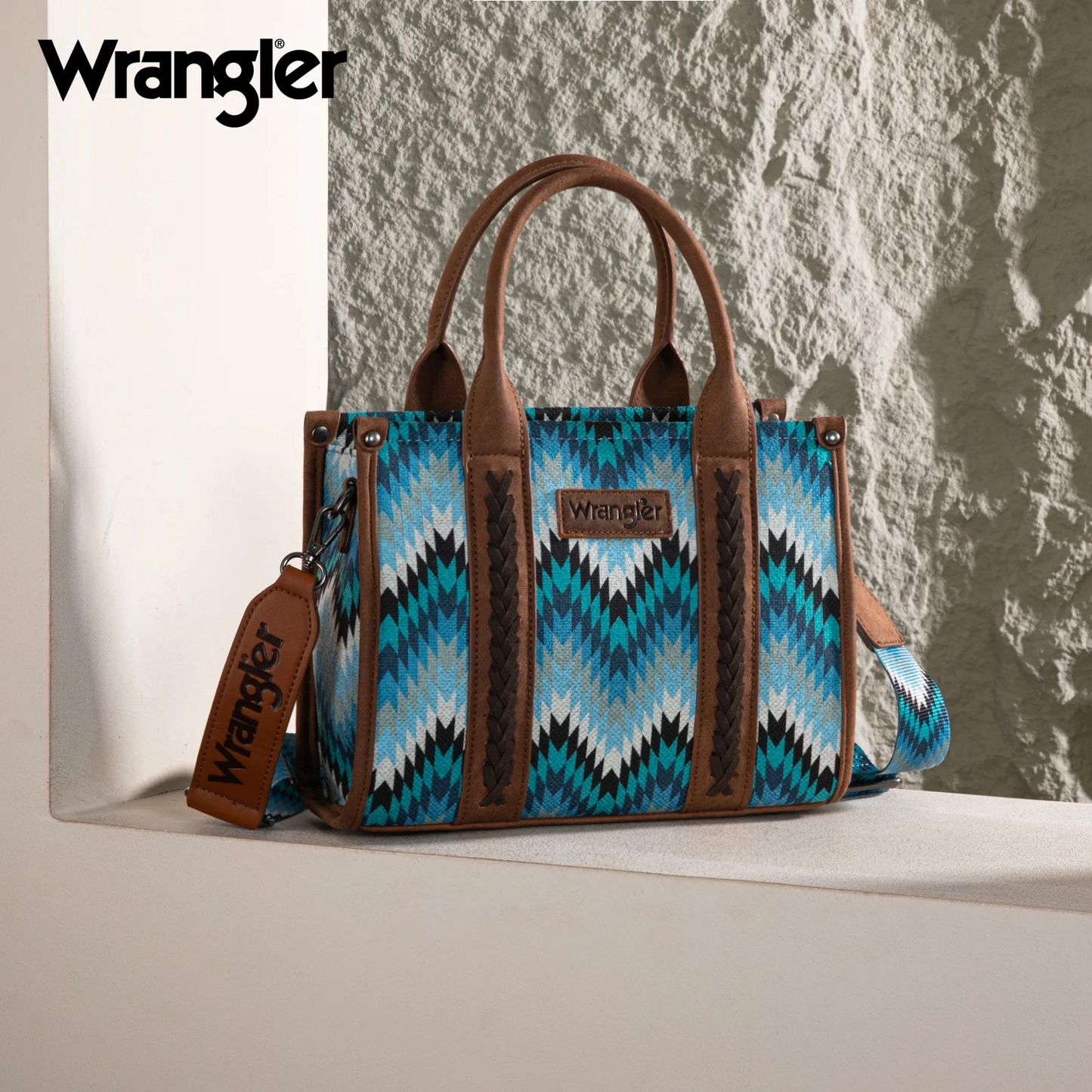 BOLSO WRANGLER WG2211-8120S Southwestern Pattern Dual Sided Print Concealed Carry -Tote/Crossbody - JEAN