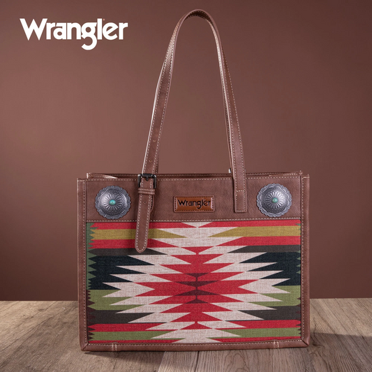 BOLSO WRANGLER WG52-8250BR Southwestern Art Print Tote -Brown