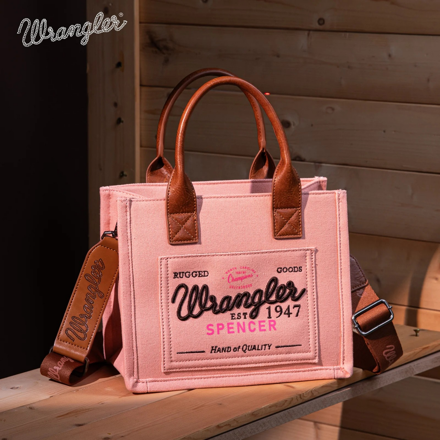 BOLSO WRANGLER WG136-8120S Vintage Canvas Tote//Crossbody - Pink