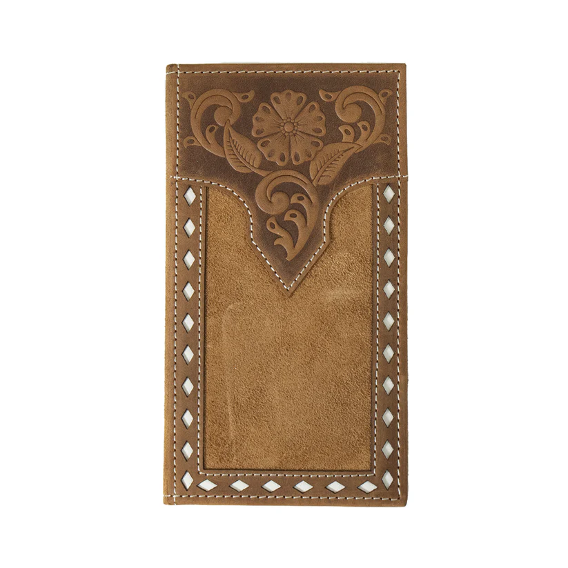 CARTERA NOCONA Rodeo Wallet Floral Embossed White Buck Lacing Tan N5415708