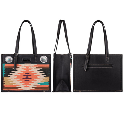 BOLSO WRANGLER  Southwestern Art Print Tote - Black WG52-8250BK