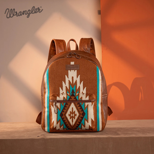 BOLSO WRANGLER WG174-9115BR Southwestern Knitted Backpack - Brown