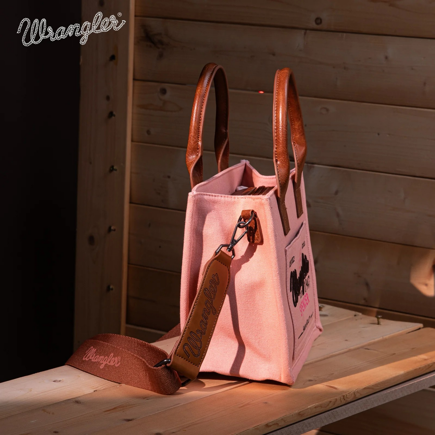 BOLSO WRANGLER WG136-8120S Vintage Canvas Tote//Crossbody - Pink