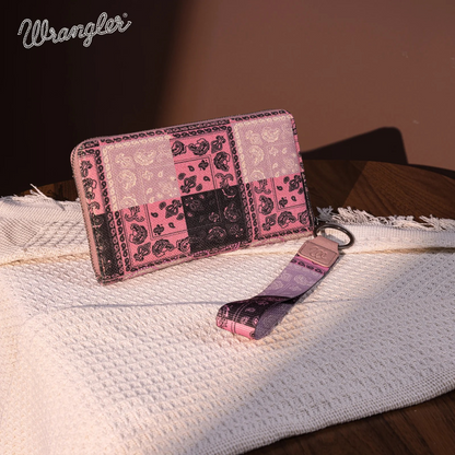 BOLSO WRANGLER WG138-W006 Bandana Paisley Print Wallet -Pink