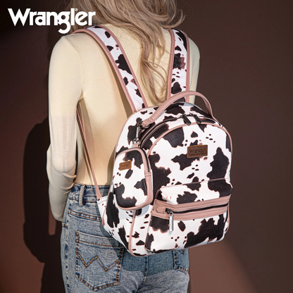 BOLSO WRANGLER WG133-8603PK Cow Print Backpack With Coin Pouch - Pink