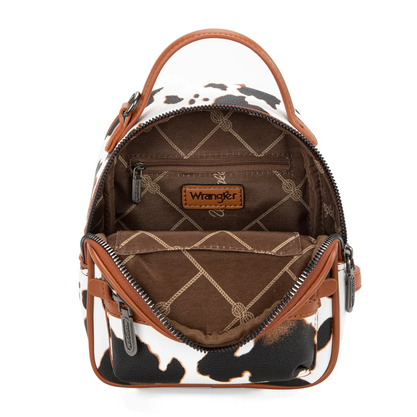 BOLSO WRANGLER WG133-8600 Cow Print Mini Backpack With Coin Pouch - Brown