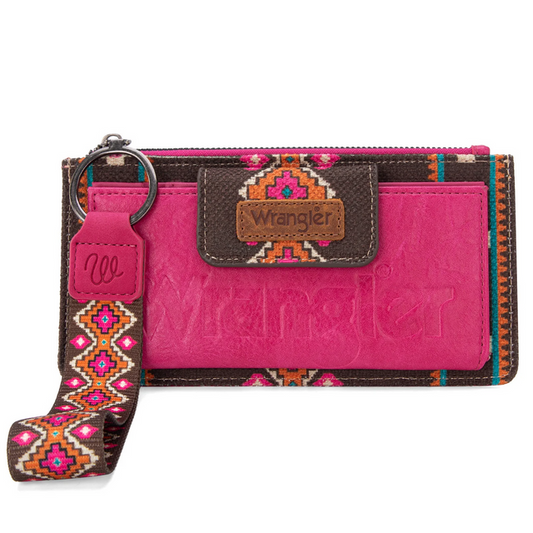 BOLSO WRANGLER AZTEC HOT PINK BIFOLD WRISTLET - LADIES PURSES - WG139-W013HPK