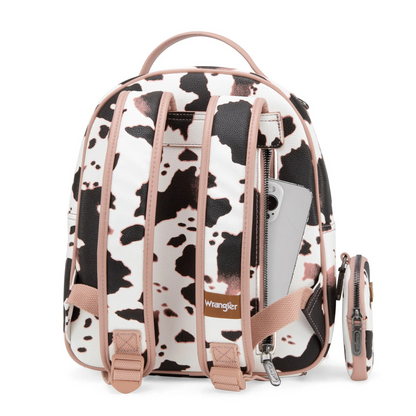 BOLSO WRANGLER WG133-8603PK Cow Print Backpack With Coin Pouch - Pink