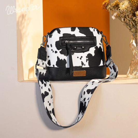 BOLSO WRANGLER WG133-213BK Wrangler Cow Print Crossbody Bag - Black