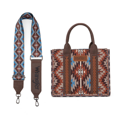 BOLSO WRANGLER WG2213-8120SCF Southwestern Pattern Dual Sided Print-Tote/Crossbody - Coffee