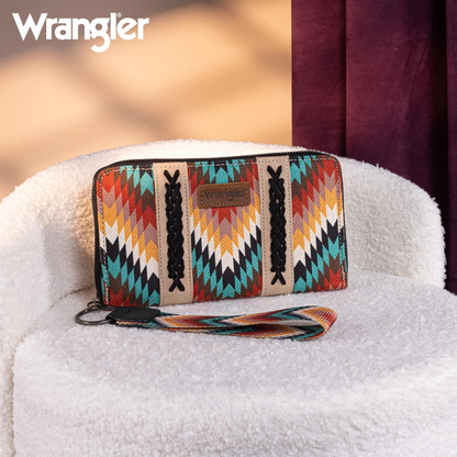 BOLSO WRANGLER WG2211-W006BK Southwestern Art Print Wallet -Black